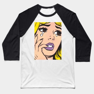 Blonde Crying Comic Girl Baseball T-Shirt